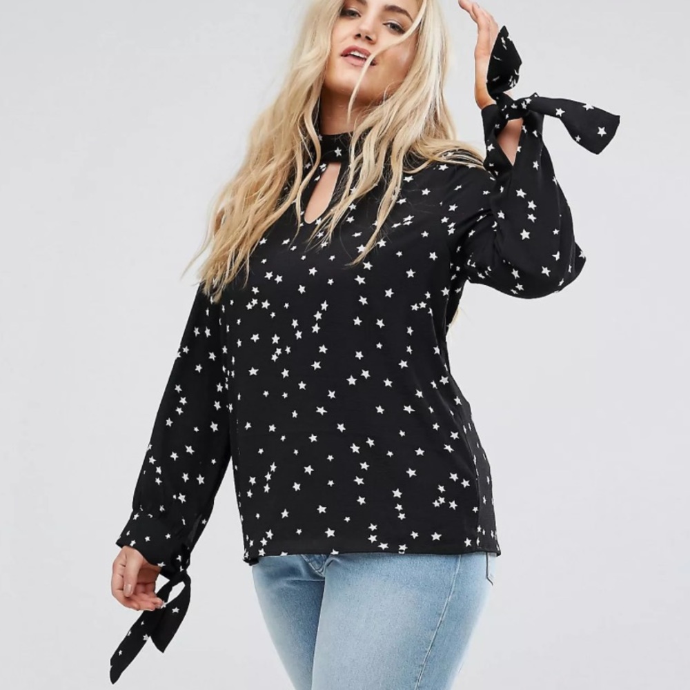 ASOS Alice & You Star Blouse black plus size 14